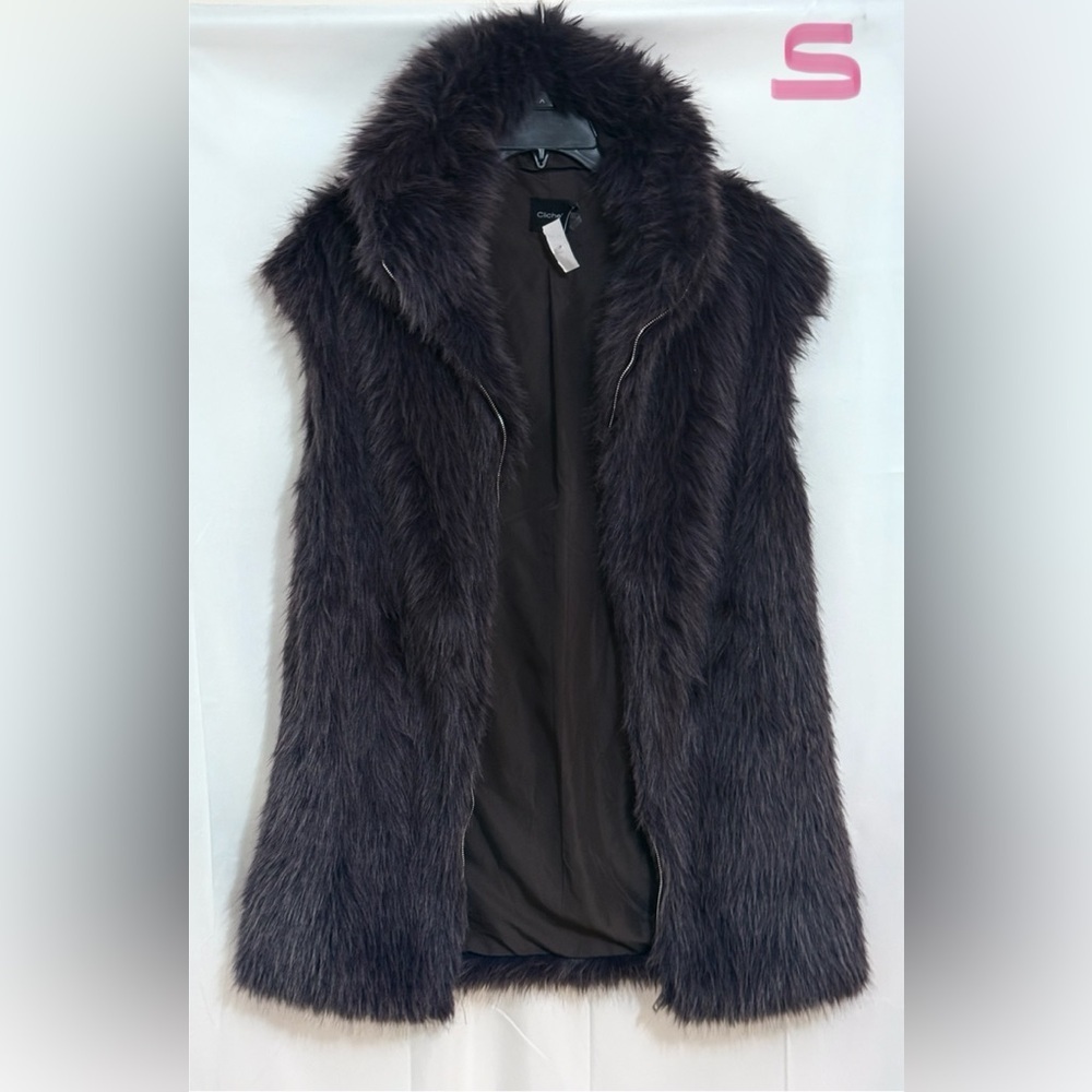 Faux Fur Vest in Purplish Black